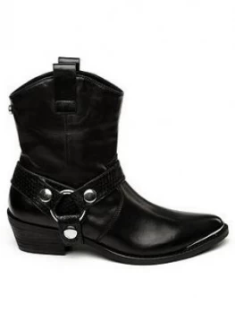 Image of Steve Madden Gallow Calf Boots - Black Leather, Size 4, Women