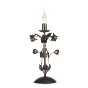 Image of Carolina Large Candle Flower Design Table Lamp, Bronze