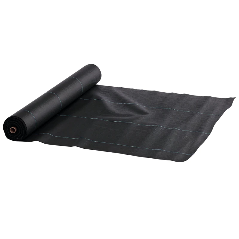 Image of Outsunny 2 x 100m Weed Membrane, Heavy Duty Weed Control Membrane, Black 845-913V04BK