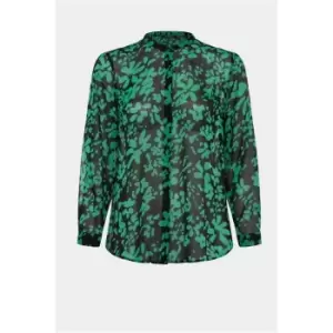 Image of French Connection Floral Crinkle Shirt - Black