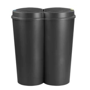 Image of Double Dustbin Black 2x25L