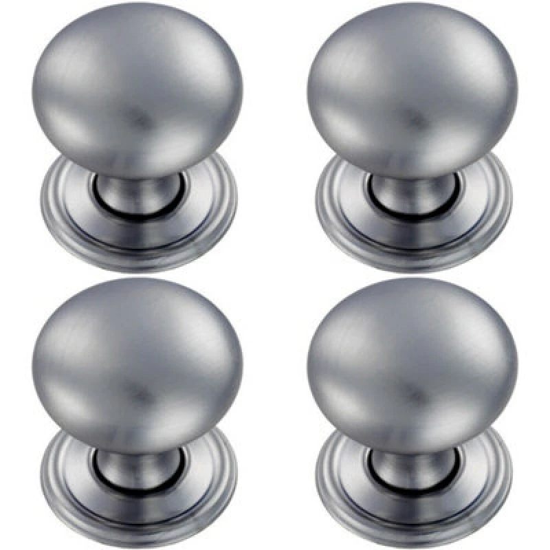 Image of Loops 4x Round Victorian Cupboard Door Knob 32mm Dia Satin Chrome Cabinet Handle Multi unisex