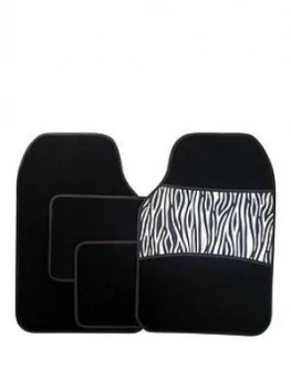 Image of Streetwize Accessories 4 Piece Zebra Print Car Mat Set