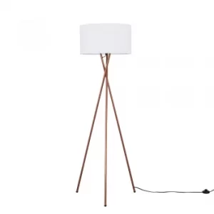 Image of Camden Copper Tripod Floor Lamp with XL White Reni Shade