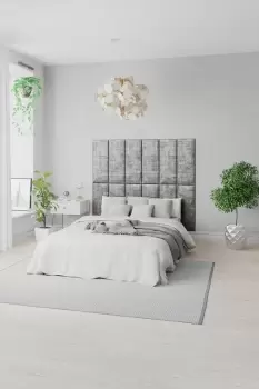 Image of EasyMount Wall Mounted Upholstered Panels, Modular DIY Headboard in Distressed Velvet Fabric (Pack of 8)