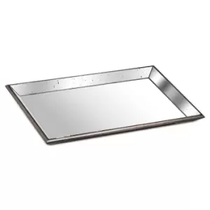 Image of Astor Distressed Large Mirrored Tray With Wooden Detailing
