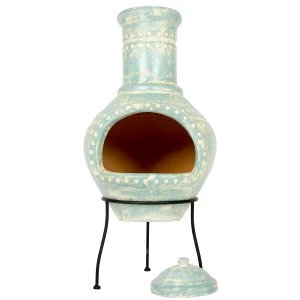 Image of La Hacienda Lumbre Large Chimenea - Blue Aqua
