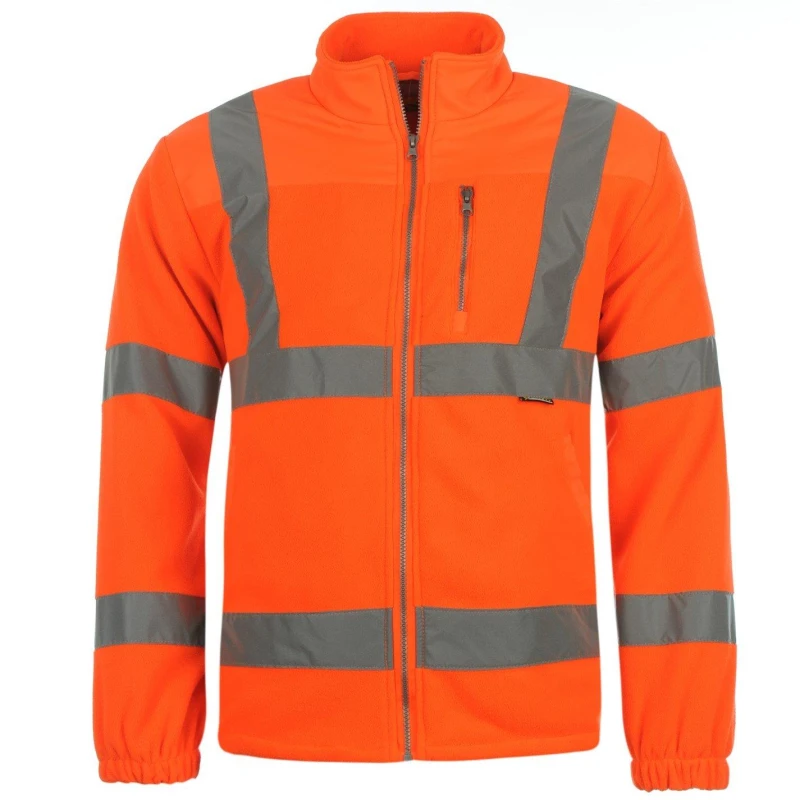 Image of Dunlop Mens Hi-Vis Reflective Fleece Long Sleeve Jacket Orange male S