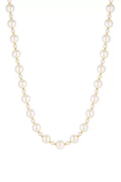 Image of Cream Pearl And Gold Bead 15" Necklace
