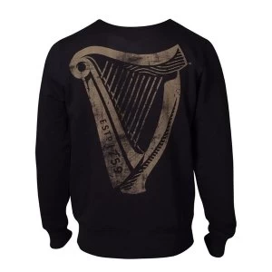 Image of Guinness - Distressed Harp Logo Mens Medium Sweatshirt - Black