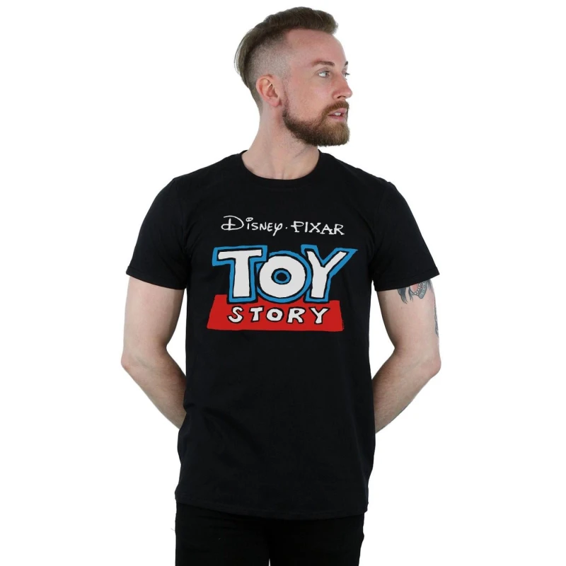 Image of Disney Men Toy Story Cartoon Logo T-Shirt in Black Size: Small Black S Male 5059308916846