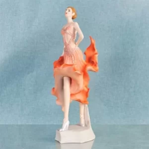 Image of Ballroom Dancer Resin Lady Figurine in Orange Dress