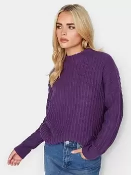 Image of PixieGirl Petite Ribbed Funnel Neck, Purple, Size 6-8, Women
