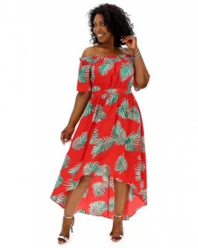 Image of Lovedrobe Tropical Dip Back Bardot Dress