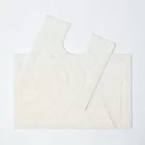 Image of Luxury Two Piece Cotton Cream Bath Mat Set - Natural - Natural - Natural - Homescapes