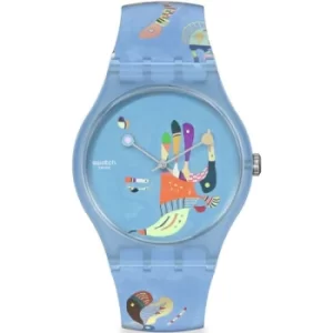 Image of Unisex Swatch Blue Sky Pompidou Watch