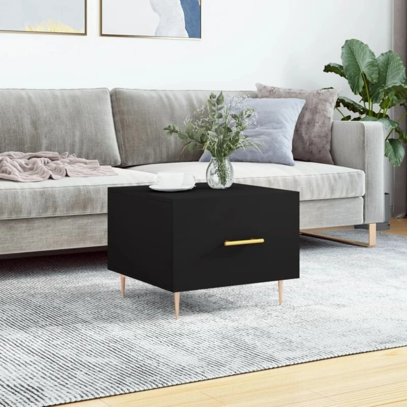 Image of Vidaxl Coffee Table Black 50X50X40 Cm Engineered Wood, Black 829366
