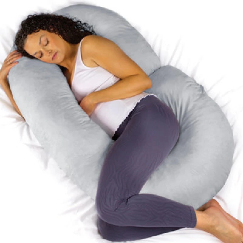 Image of Aamira Light Grey Pregnancy Maternity Pillow, 140x65x20cm C Shape Memory Foam Size: 140 x 65 x 20cm Light Grey Unisex 140 x 65 x 20 cm