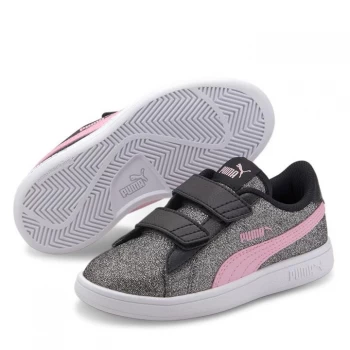 Image of Puma Smash v2 Glitz Childrens Trainers - Black/Pink