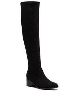 Image of Clarks Poise Bella Over The Knee Boot, Black Textile, Size 3, Women