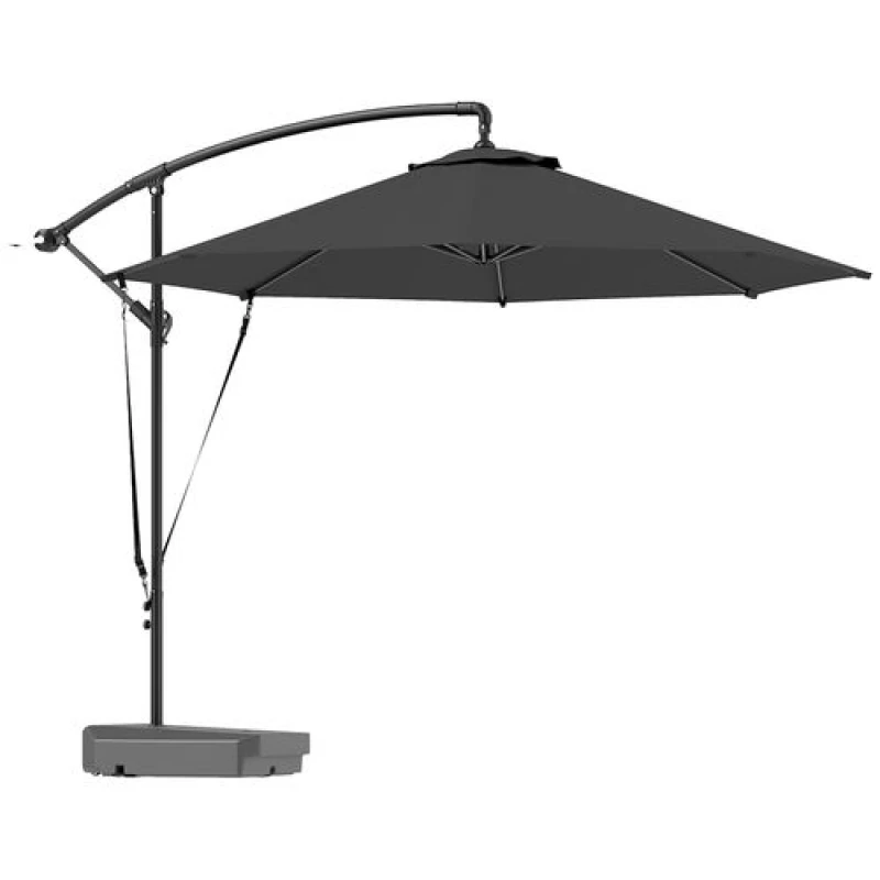 Image of Outsunny Garden Cantilever Parasol with Cover Weighted Base Wind Strap Grey Dark Grey