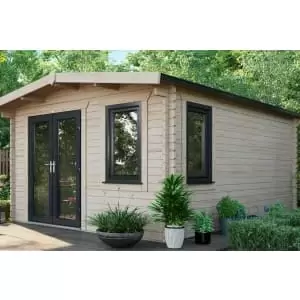 Image of Power Sheds 16 x 12ft Left Hand Door Apex Chalet Log Cabin