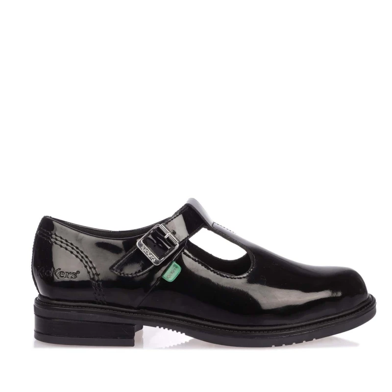 Image of Kickers Lach T-Bar Patent Shoe Black female UK 3