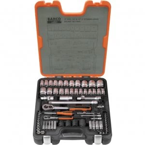 Image of Bahco 77 Piece Combination Drive Hex Socket and Screwdriver Bit Set Metric and Imperial Combination