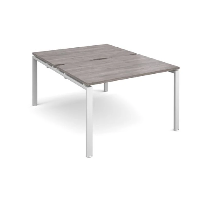 Image of Adapt Adapt sliding top back to back desks 1200mm x 1600mm - white frame, grey oak top STE1216-WH-GO