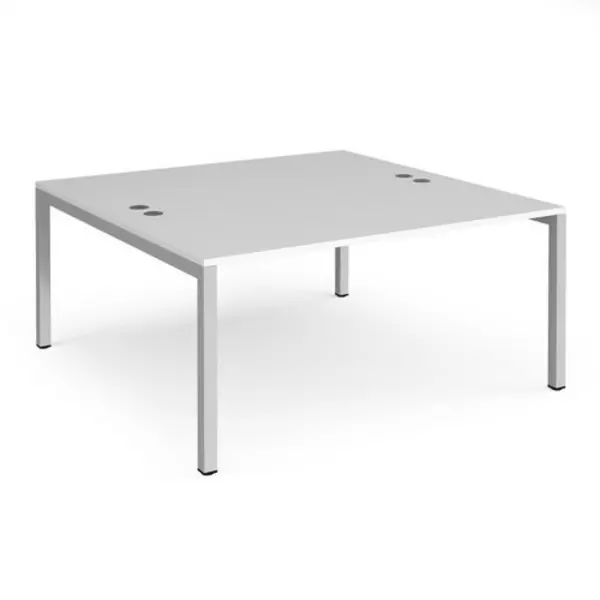 Image of Connex Bench Desk 2 Person Starter Rectangular Desks 1600mm White Tops With Silver Frames 1600mm Depth Connex White CO1616-SB-S-WH