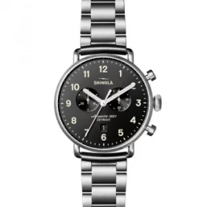 Image of Shinola Canfield 2 Eye Chrono 43mm 3 Link Silver Watch