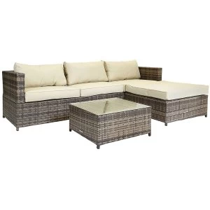 Image of Charles Bentley Verona 3 Piece L-Shaped Rattan Lounge Set - Brown