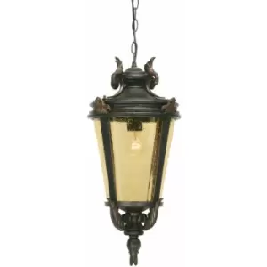 Image of IP23 1 Bulb Chain Lantern Light Weathered Bronze Large LED E27 100W