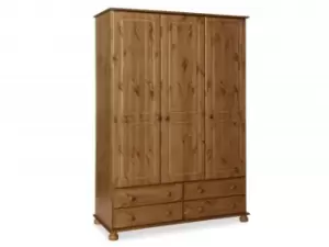 Image of Furniture To Go Copenhagen 3 Door 4 Drawer Pine Wooden Triple Wardrobe Flat Packed