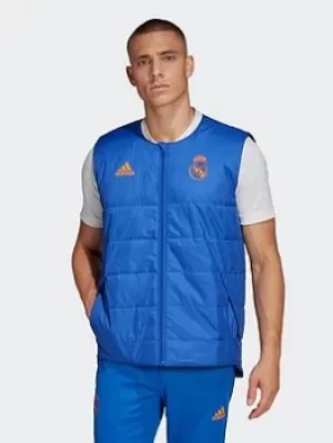 Image of adidas Real Madrid Padded Vest, Blue, Size S, Men