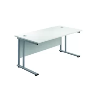 Image of Jemini Double Upright Rectangular Desk 800x600x730mm White/Silver KF806110