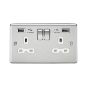 Image of Netlighting Knightsbridge 13A 2G Switched Socket Dual USB Charger (2.4A) with Wh