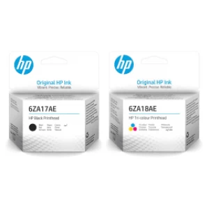 Image of HP 6ZA17AE / 6ZA18AE Original Black and Tri Colour Printhead Pack