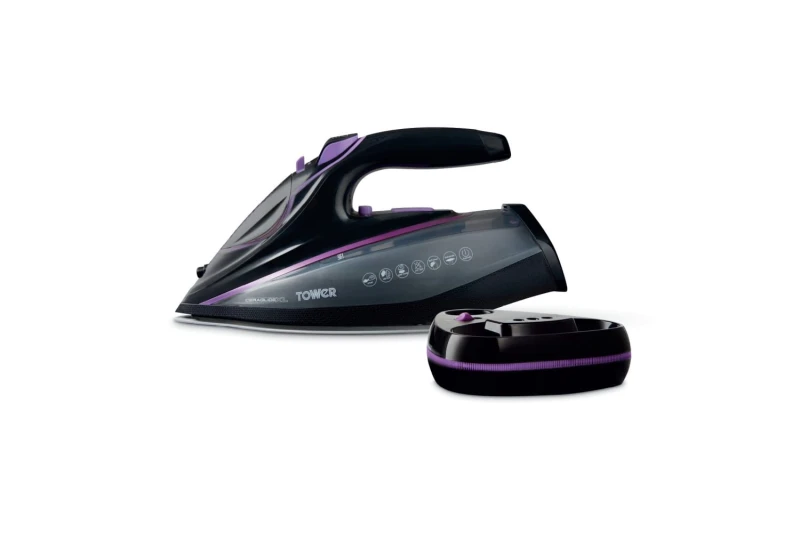 Image of Tower Tower Steam Iron, Cordless, 350ml Water Tank, 3100W, Lilac & Black, T22036LIL Black A Unisex 5056462395432