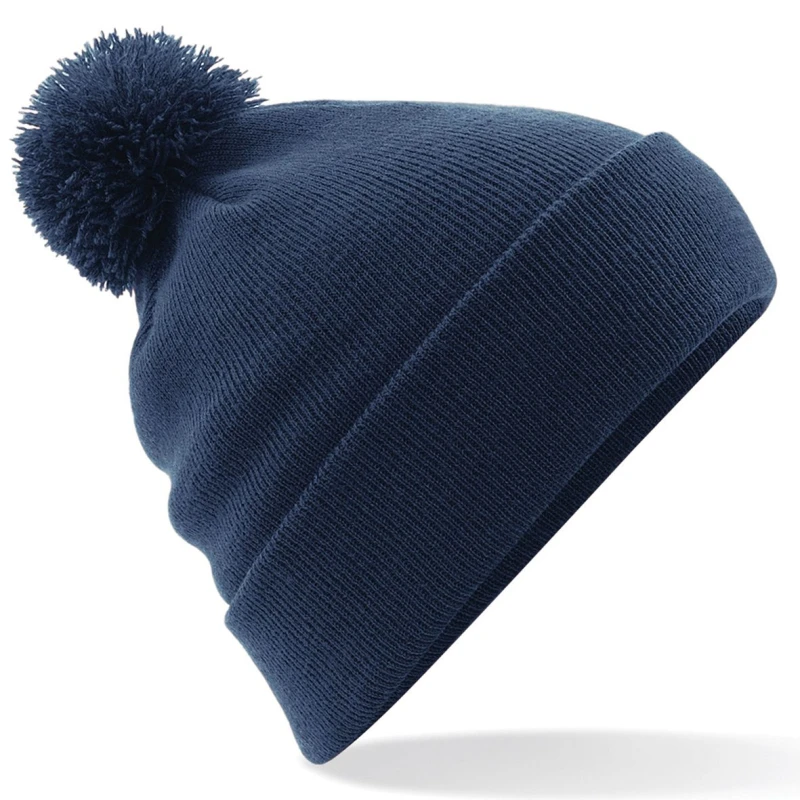 Image of Beechfield Beechfield Men Original Pom Pom Winter Beanie Hat in Navy Navy One Size Male 5054752302887