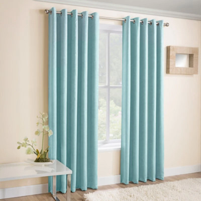 Image of Enhanced Living Vogue Sky Blue 90 X 54" (229X137Cm) Eyelet Thermal Noise Reducing Dim Out Curtains (Pair)