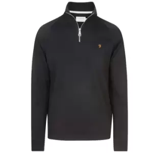 Image of Farah Vintage Jim Half-zip Sweatshirt In Black - Size S