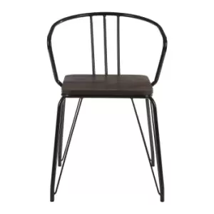 Image of Armchair in Elm Wood & Metal - Black