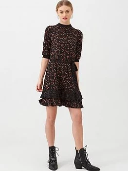 Image of Oasis Patched Spot Dress - Multi/Black, Multi Black, Size S, Women