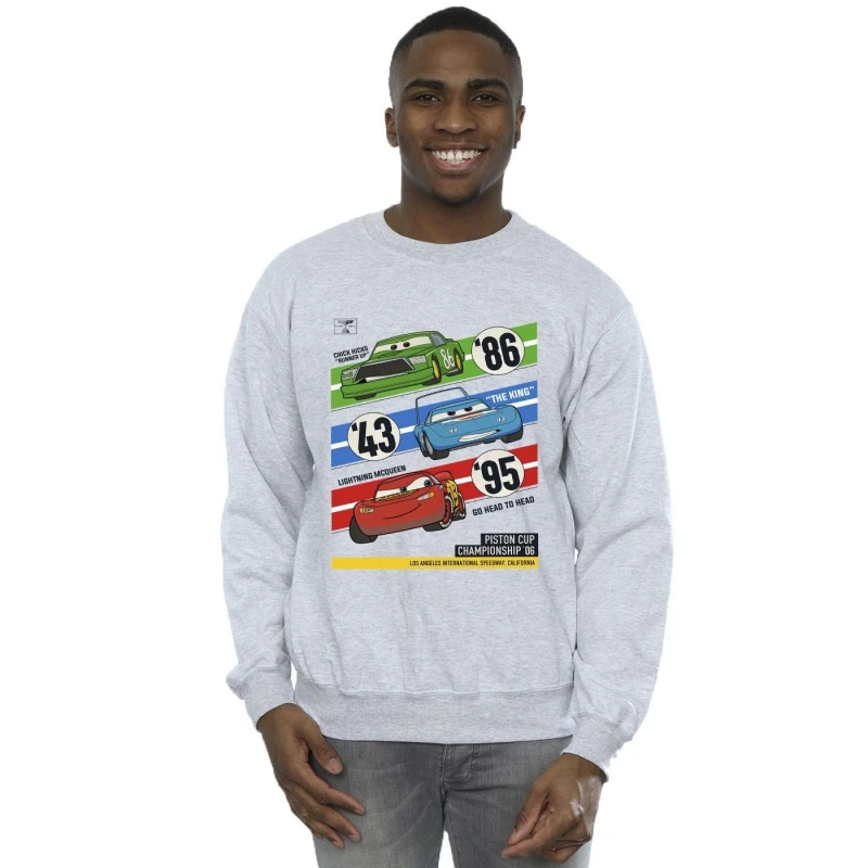 Image of Disney Men Cars Piston Cup Champions Sweatshirt in Grey Size: Small Grey S Male 5063283487635