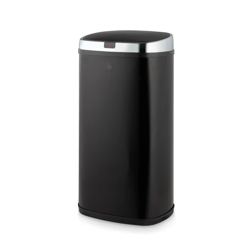 Image of Swan 42L Square Sensor Bin Black Bins Medium Black 71695103390