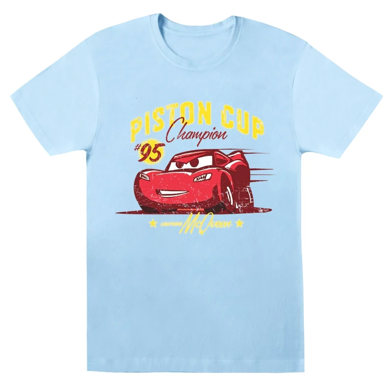 Image of Disney Men Cars Piston Cup Champion T-Shirt in Baby Blue Size: Small Baby Blue S Male 5059568305831