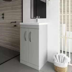 Image of Nuie - Athena Floor Standing 2-Door Vanity Unit with Basin-1 500mm Wide - Gloss Grey Mist