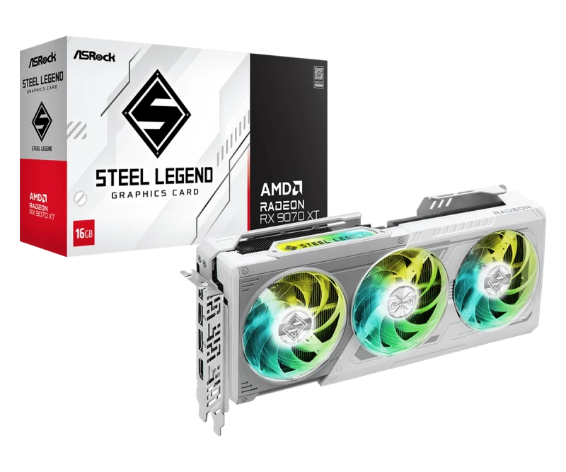 Image of ASRock AMD Radeon RX 9070 XT Steel Legend 16GB GDDR6 Graphics Card - 90-GA5DZZ-00UANF