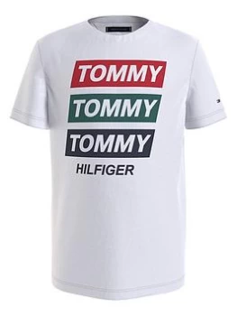 Image of Tommy Hilfiger Boys Seasonal Graphic Short Sleeve T-Shirt - White, Size 8 Years